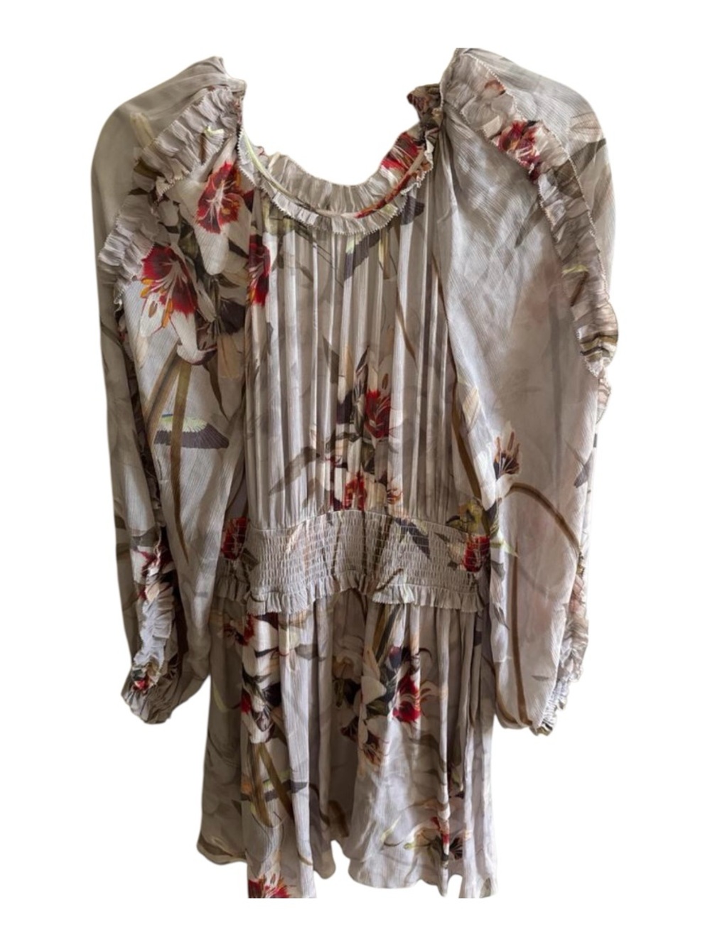 AllSaints Cream Dress with Red Floral Accents - Picture 3 of 12